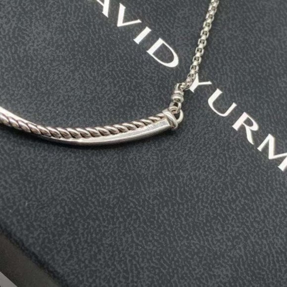 David Yurman Sterling Silver Crossover Bar Pendant Necklace - Picture 9 of 11